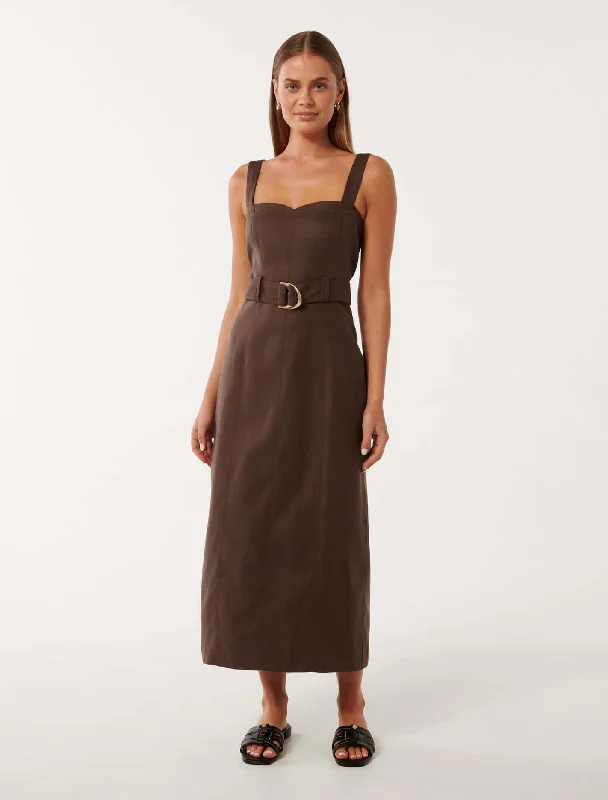 Taylor Top Stitch Column Midi Dress