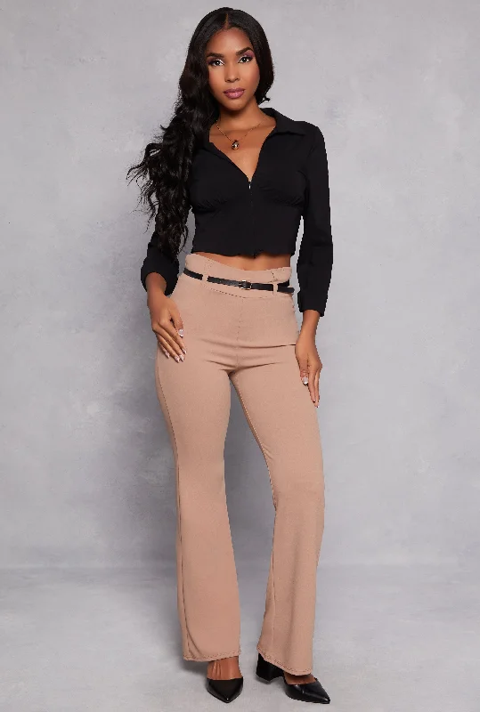 Belted High Waist Dress Pants