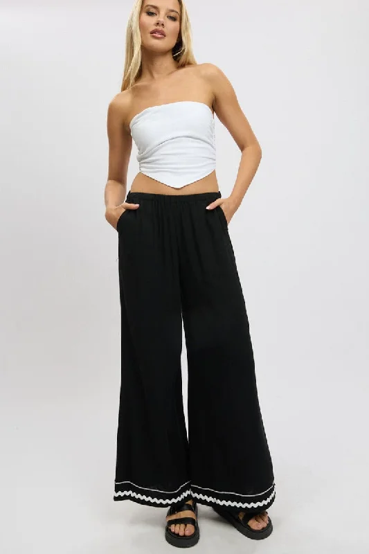 Black Wide Leg Pants High Rise